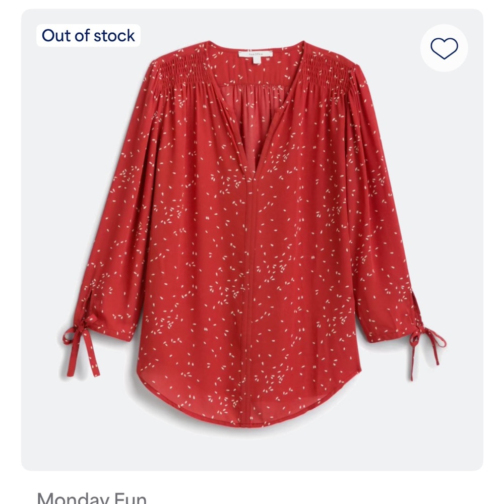 Red 3/4 Sleeve Tie Front Blouse